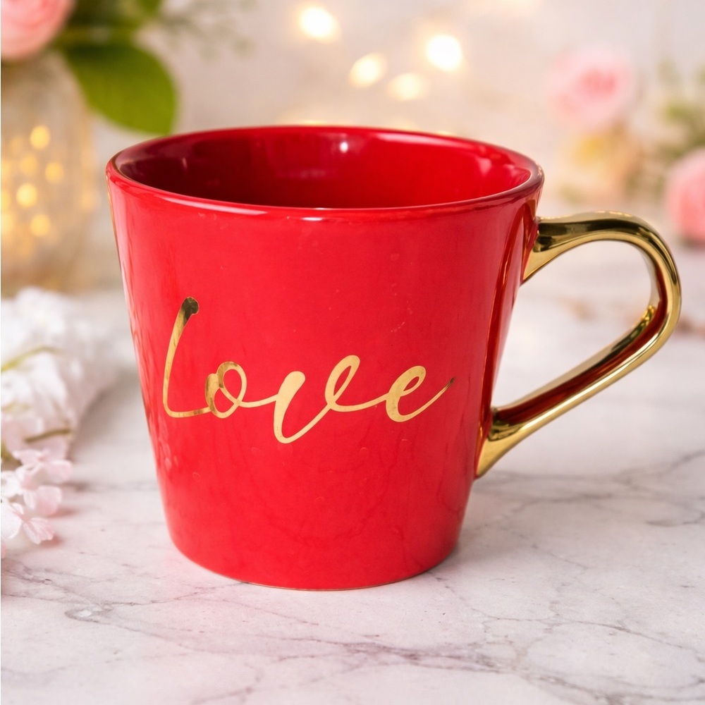 Thalia Sodi Vibrant Red Mug with Gold Accents